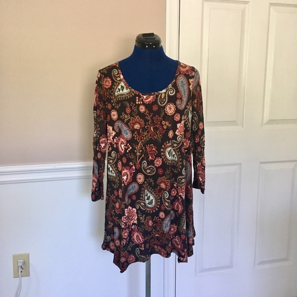 cupio womens l paisley swing tunic top boho flowy